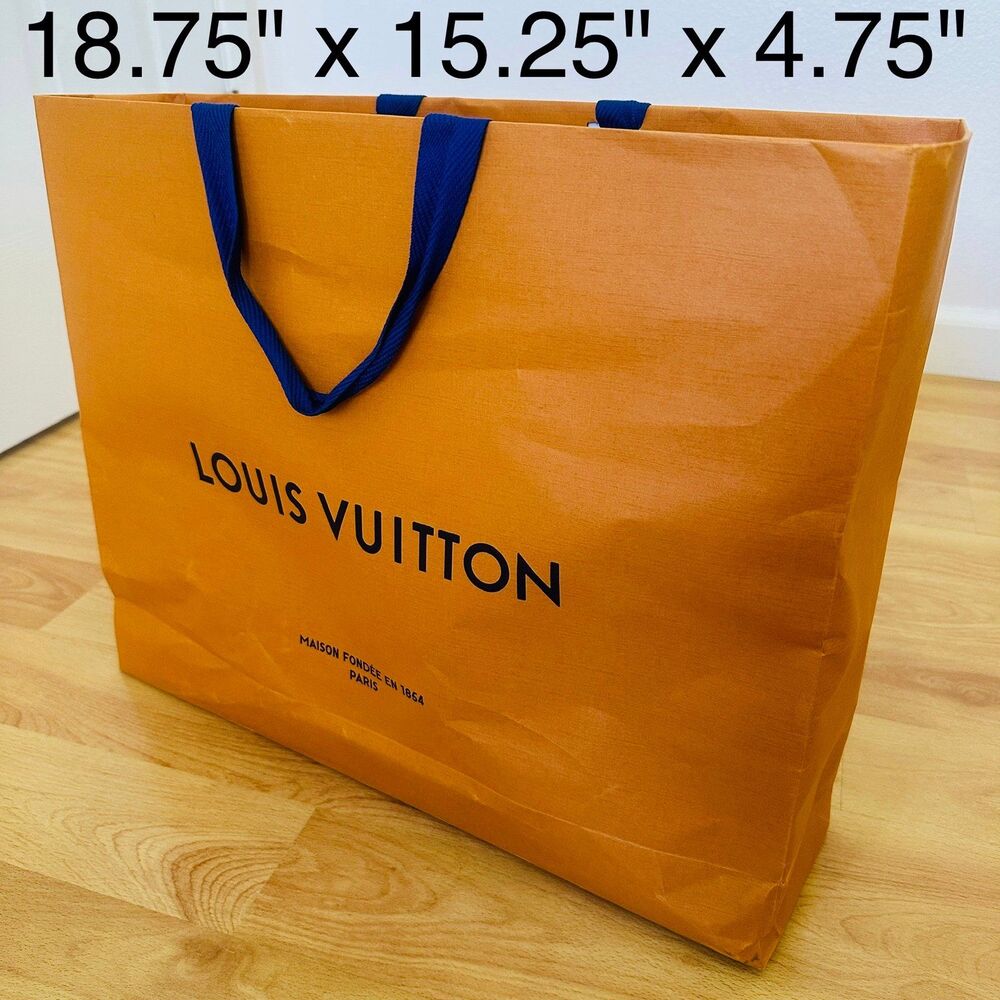 LV Louis Vuitton Paper Shopping Bag - orange large, 18.75" x 15.25" x 4.75"